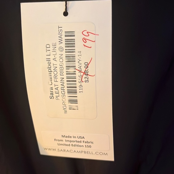 Sarah Campbell pleat front aline w/ grosgrain ribbon around the waist size 14 - Picture 2 of 7